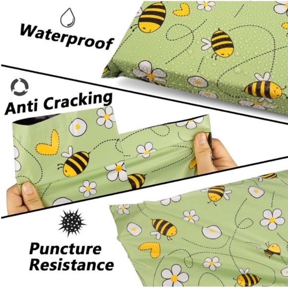 20 (12” x 15.5”) Large Bee and Flower Patterned Packaging Bag Mailers Poly Bags - Picture 3 of 4